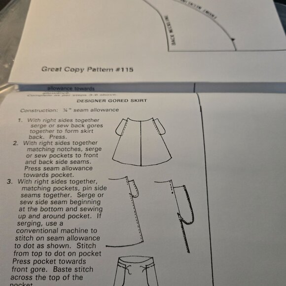 Great Copy Patterns #113 Designer pullovers 3-gored-skirt Vintage sewing UNCUT - Picture 4 of 8